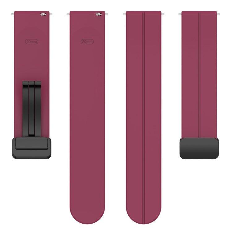 22mm Universal Flat Head Groove Folding Black Buckle Silicone Watch Band(Wine Red) - Smart Wear by PMC Jewellery | Online Shopping South Africa | PMC Jewellery