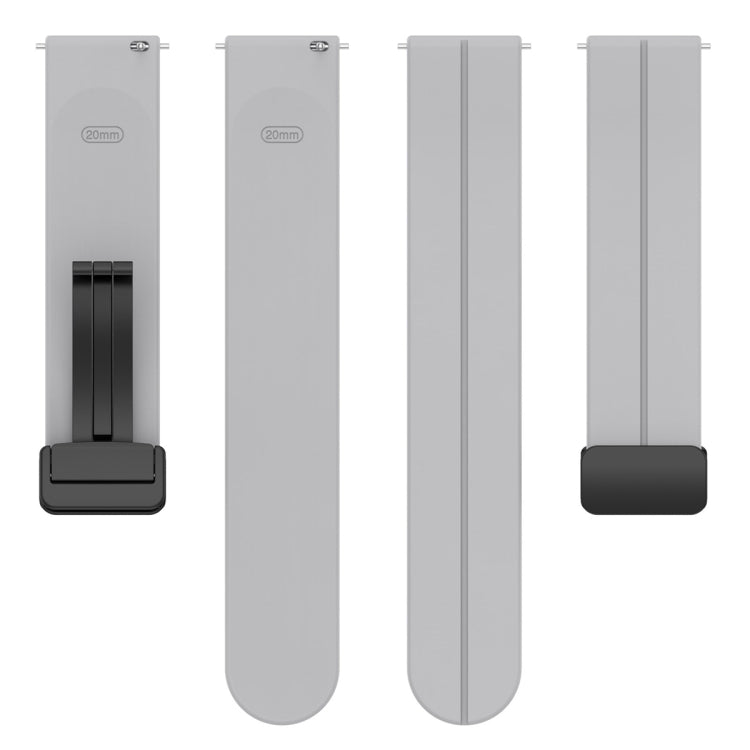 22mm Universal Flat Head Groove Folding Black Buckle Silicone Watch Band(Light Grey) - Smart Wear by PMC TechLife | Online Shopping South Africa | PMC TechLife