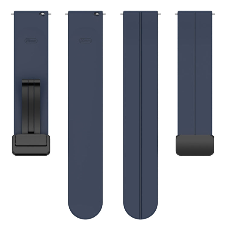 22mm Universal Flat Head Groove Folding Black Buckle Silicone Watch Band(Midnight Blue) - Smart Wear by PMC TechLife | Online Shopping South Africa | PMC TechLife