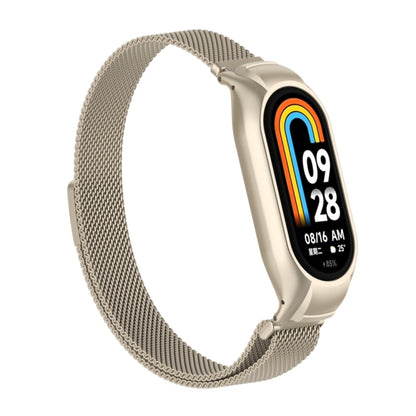 For Xiaomi Mi Band 8 Integrated Metal Case + Milanese Magnetic Watch Band(Starlight Color) - Smart Wear by PMC Jewellery | Online Shopping South Africa | PMC Jewellery