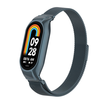For Xiaomi Mi Band 8 Integrated Metal Case + Milanese Magnetic Watch Band(Titanium Gray) - Smart Wear by PMC Jewellery | Online Shopping South Africa | PMC Jewellery