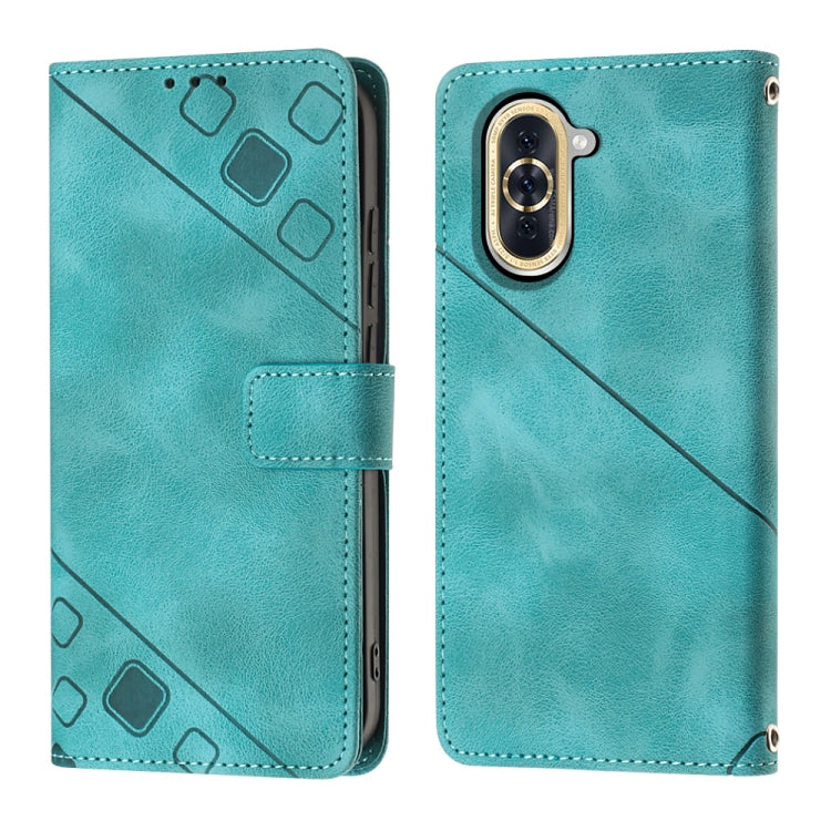 For Huawei nova 10 Skin-feel Embossed Leather Phone Case(Green) - Huawei Cases by PMC Jewellery | Online Shopping South Africa | PMC Jewellery