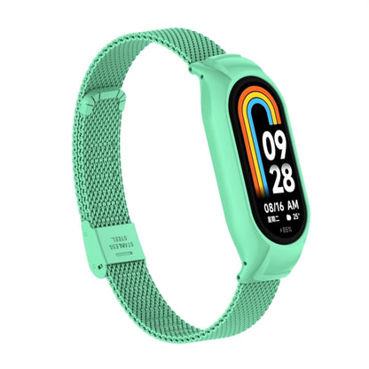 For Xiaomi Mi Band 8 Integrated Metal Case + Steel Mesh Buckle Watch Band(Blue Sea) - Smart Wear by PMC Jewellery | Online Shopping South Africa | PMC Jewellery
