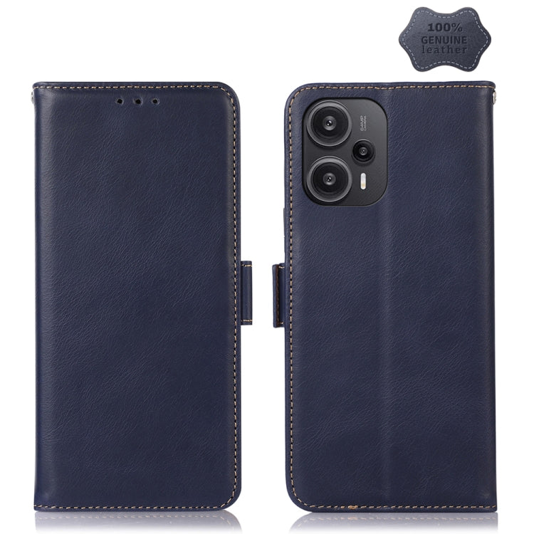 For Xiaomi Redmi Note 12 Turbo 5G Crazy Horse Top Layer Cowhide Leather Phone Case(Blue) - Xiaomi Cases by PMC Jewellery | Online Shopping South Africa | PMC Jewellery