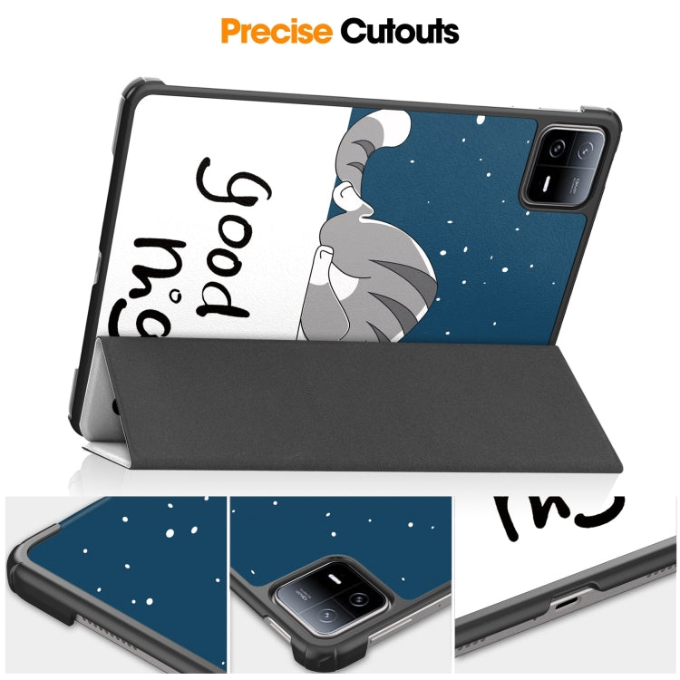 For Xiaomi Pad 6 / 6 Pro Custer Painted 3-Fold Stand Leather Smart Tablet Case(Lazy Cat) - free shipping - PMC TechLife - Order now!