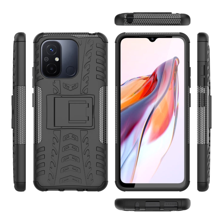 For Xiaomi Redmi 12C Tire Texture TPU + PC Phone Case with Holder(Black) - free shipping - PMC TechLife - Order now!