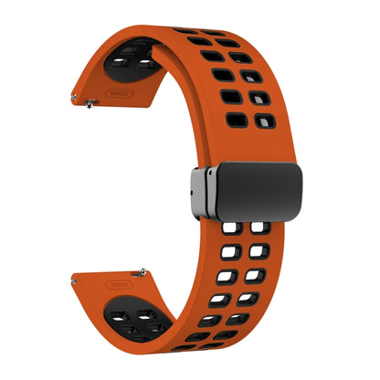 20mm Double-row Hole Folding Black Buckle Two-color Silicone Watch Band(Orange Black) - Smart Wear by PMC Jewellery | Online Shopping South Africa | PMC Jewellery