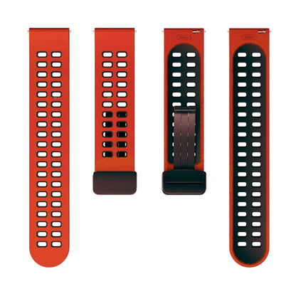 20mm Double-row Hole Folding Black Buckle Two-color Silicone Watch Band(Orange Black) - Smart Wear by PMC Jewellery | Online Shopping South Africa | PMC Jewellery