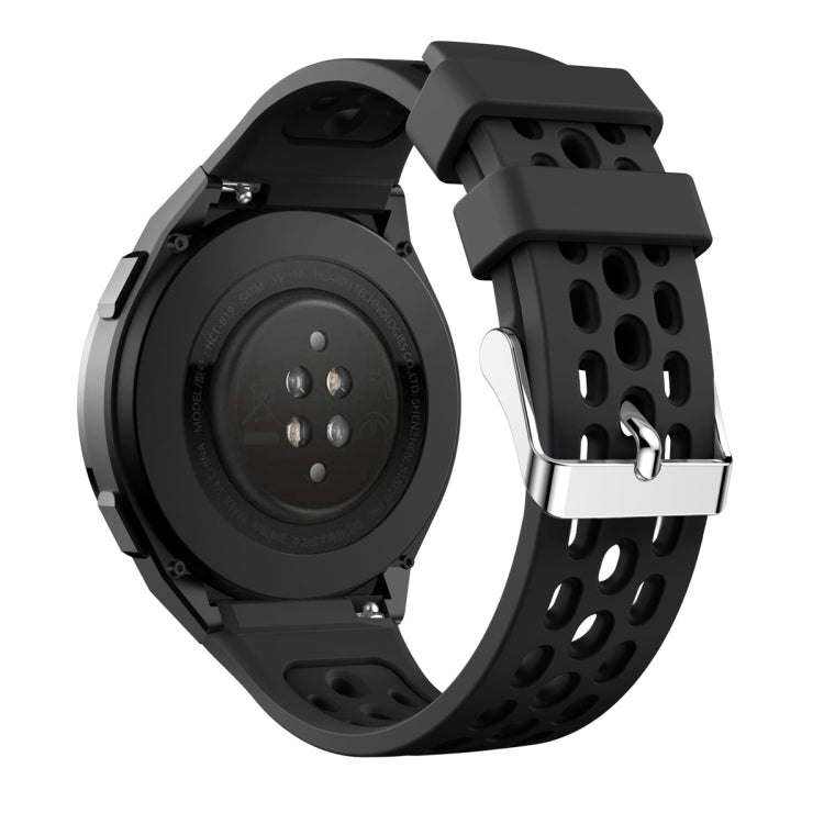 For Huawei Watch GT 2e Solid Color Round Hole Silicone Watch Band(Black) - Smart Wear by PMC Jewellery | Online Shopping South Africa | PMC Jewellery