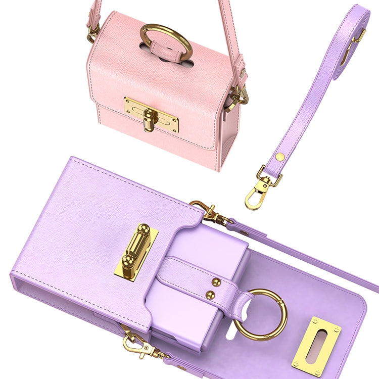 GKK Mini Backpack Plain Phone Bag + Phone Case with Ring For Samsung Galaxy Z Flip4 5G(Purple) - Galaxy Z Flip4 5G Cases by GKK | Online Shopping South Africa | PMC TechLife | Buy Now Pay Later Mobicred
