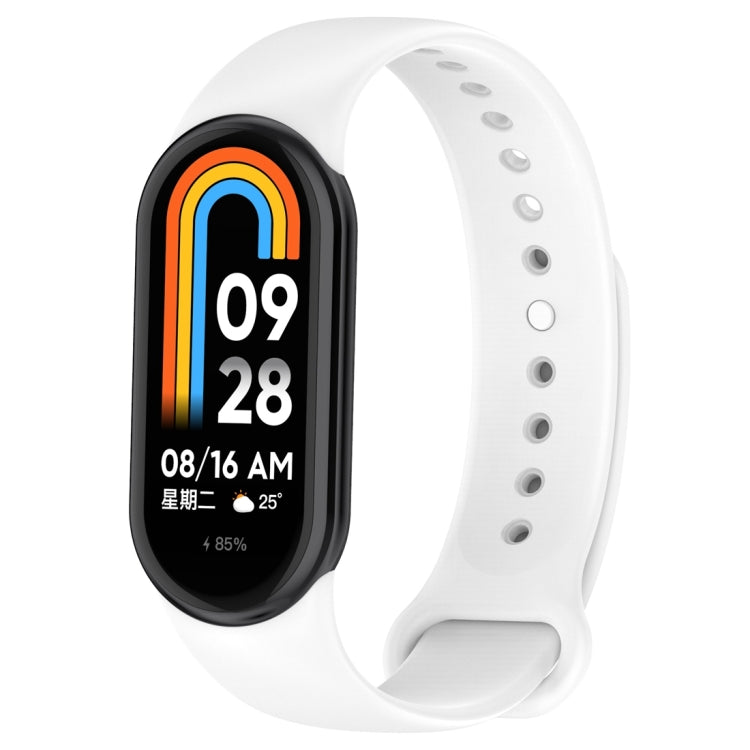 For Xiaomi Mi Band 8 Solid Color Silicone Plug Replacement Watch Band(White) - Smart Wear by PMC TechLife | Online Shopping South Africa | PMC TechLife
