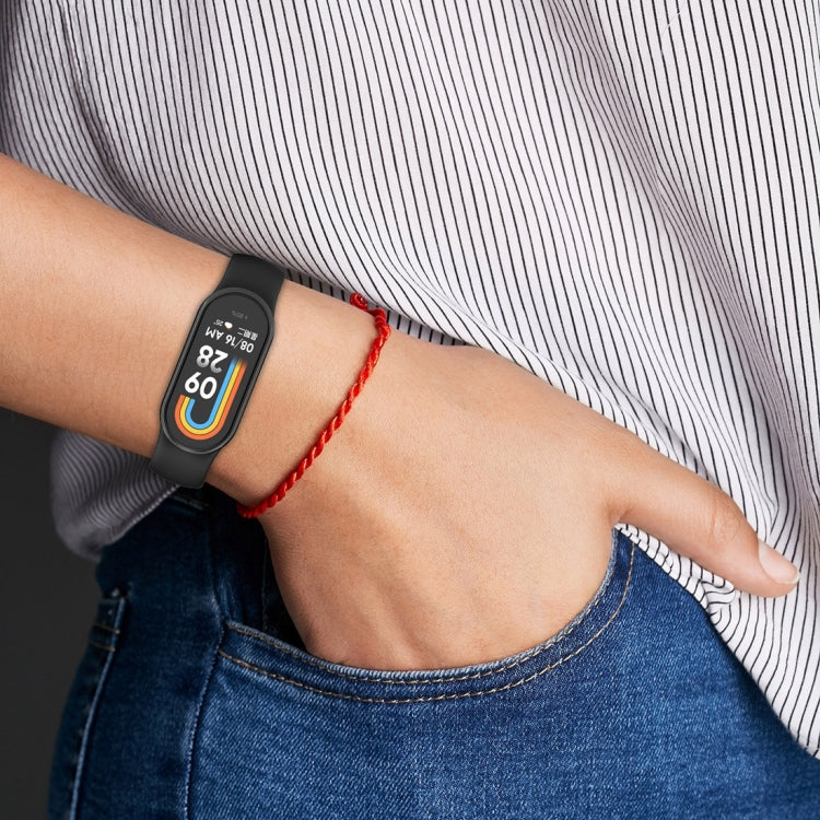 For Xiaomi Mi Band 8 Solid Color Stainless Steel Plug Replacement Watch Band (Light Blue) - Watch Bands by PMC TechLife | Online Shopping South Africa | PMC TechLife