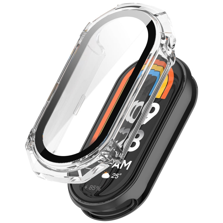 For Xiaomi Mi Band 8 PC + Tempered Glass Integrated Protective Watch Case(Transparent White) - Smart Wear by PMC TechLife | Online Shopping South Africa | PMC TechLife
