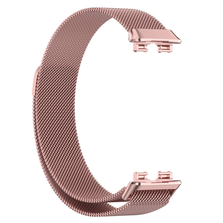 For Huawei Band 8 Milanese Metal Watch Band(Rose Pink) - Smart Wear by PMC Jewellery | Online Shopping South Africa | PMC Jewellery