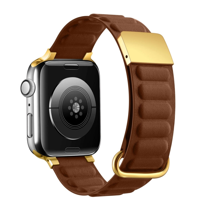 Magnetic Reverse Buckle Watch Band For Apple Watch Series 8&7 45mm(Saddle Brown) - Smart Wear by PMC Jewellery | Online Shopping South Africa | PMC Jewellery