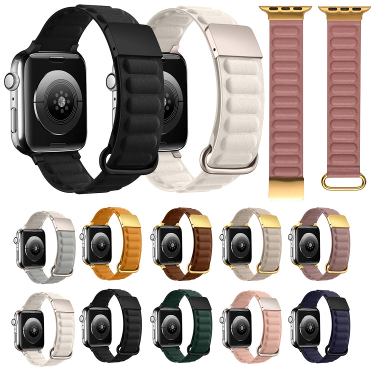 Magnetic Reverse Buckle Watch Band For Apple Watch Series 8&7 45mm(Khaki) - Smart Wear by PMC Jewellery | Online Shopping South Africa | PMC Jewellery