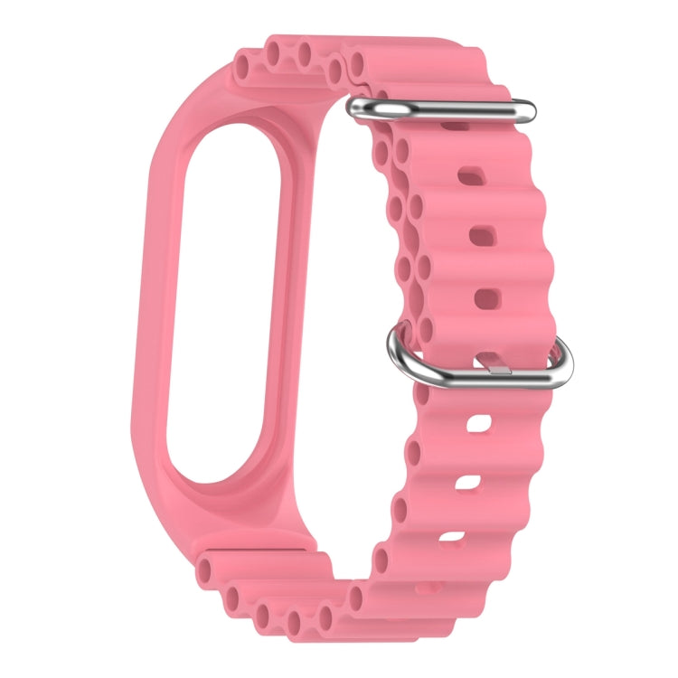 For Xiaomi Mi Band 7 / 6 / 5 / 4 / 3 Solid Color Marine Silicone Breathable Watch Band(Pink) - Smart Wear by PMC Jewellery | Online Shopping South Africa | PMC Jewellery