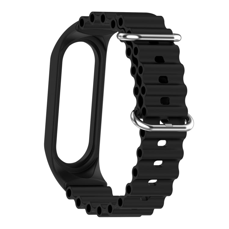 For Xiaomi Mi Band 7 / 6 / 5 / 4 / 3 Solid Color Marine Silicone Breathable Watch Band(Black) - Smart Wear by PMC Jewellery | Online Shopping South Africa | PMC Jewellery
