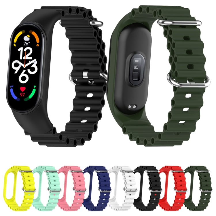 For Xiaomi Mi Band 7 / 6 / 5 / 4 / 3 Solid Color Marine Silicone Breathable Watch Band(Bright Yellow) - Smart Wear by PMC TechLife | Online Shopping South Africa | PMC TechLife