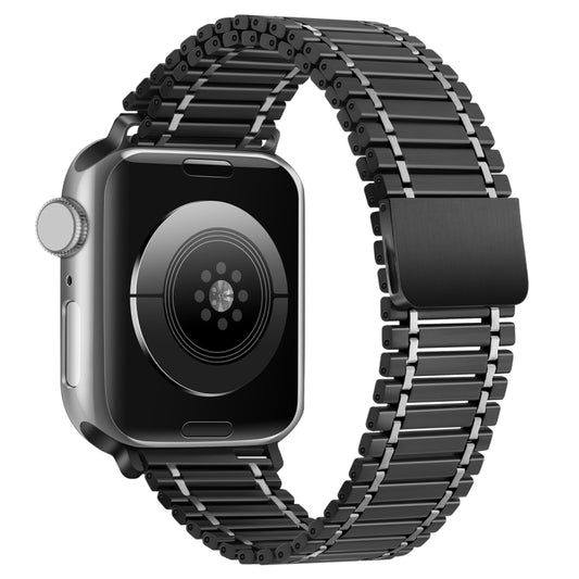 Chain Magnetic Stainless Steel Watch Band For Apple Watch Series 8&7 41mm / SE 2&6&SE&5&4 40mm / 3&2&1 38mm(Black+Silver) - Smart Wear by PMC Jewellery | Online Shopping South Africa | PMC Jewellery