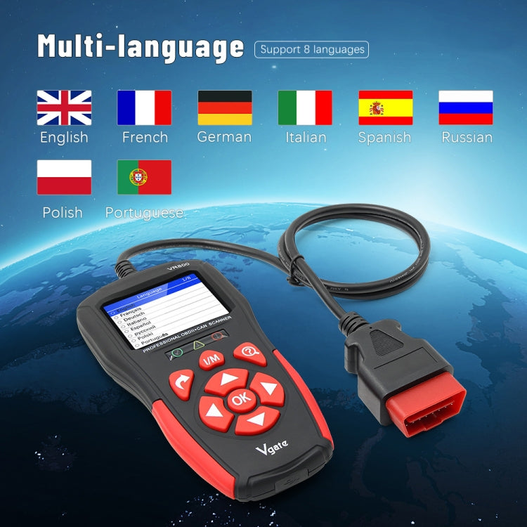 Vgate VR800 Car Code Reader OBD2 Diagnostic Scanner - free shipping - PMC TechLife - Order now!