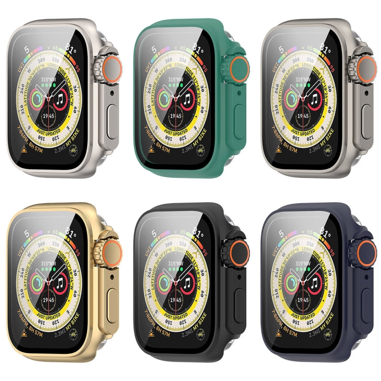 For Apple Watch Series 8 & 7 45mm Tempered Film + PC Integrated Watch Protective Case(Black) -  by PMC TechLife | Online Shopping South Africa | PMC TechLife