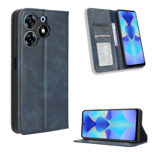 For Tecno Spark 10 Pro / K17 Magnetic Buckle Retro Texture Leather Phone Case(Blue) - Tecno Cases by PMC Jewellery | Online Shopping South Africa | PMC Jewellery