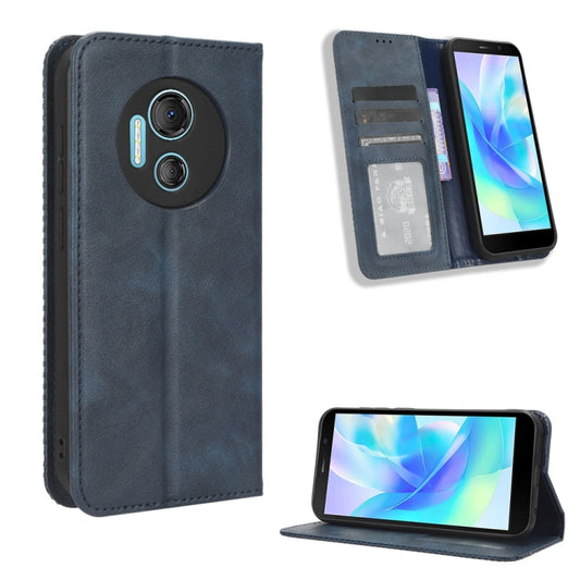 For Doogee X97 / X97 Pro Magnetic Buckle Retro Texture Leather Phone Case(Blue) - Doogee Cases by PMC Jewellery | Online Shopping South Africa | PMC Jewellery