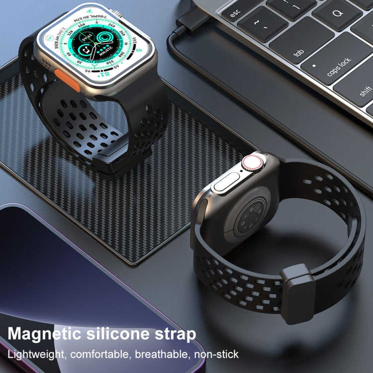 Magnetic Clasp Silicone Watch Band For Apple Watch Ultra 49mm / Series 8&7 45mm / SE 2&6&SE&5&4 44mm / 3&2&1 42mm(Gen Green) -  by PMC Jewellery | Online Shopping South Africa | PMC Jewellery