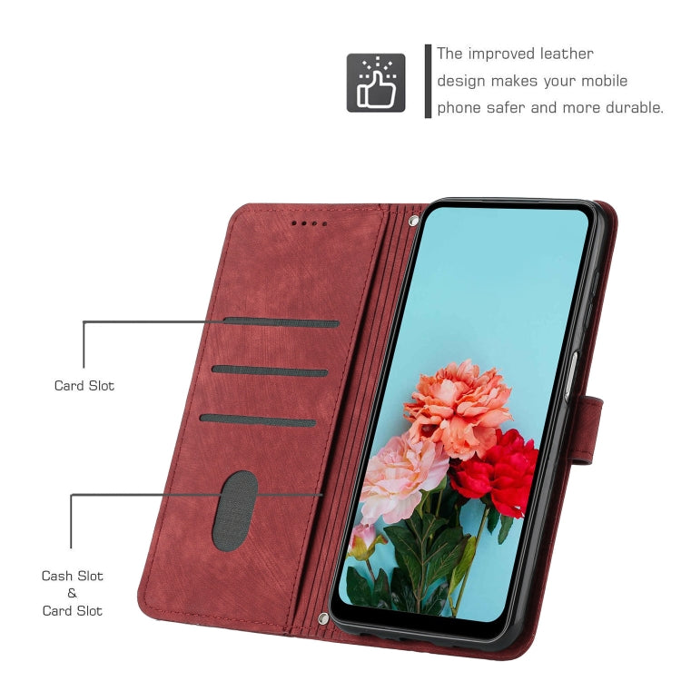 For Tecno Spark 10 Pro Skin Feel Stripe Pattern Leather Phone Case with Lanyard(Red) - free shipping - PMC TechLife - Order now!