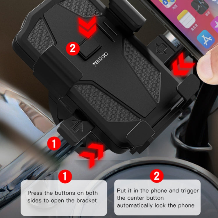 Yesido C94 Bicycle / Motorcycle Elastic Clip Phone Navigation Bracket(Black) - Holder by Yesido | Online Shopping South Africa | PMC TechLife
