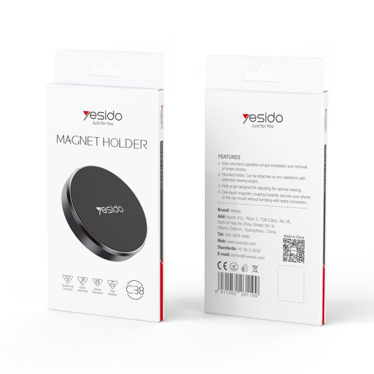 Yesido C38 Car Round Plate Magnetic Phone Holder(Black) - Car Holders by Yesido | Online Shopping South Africa | PMC TechLife