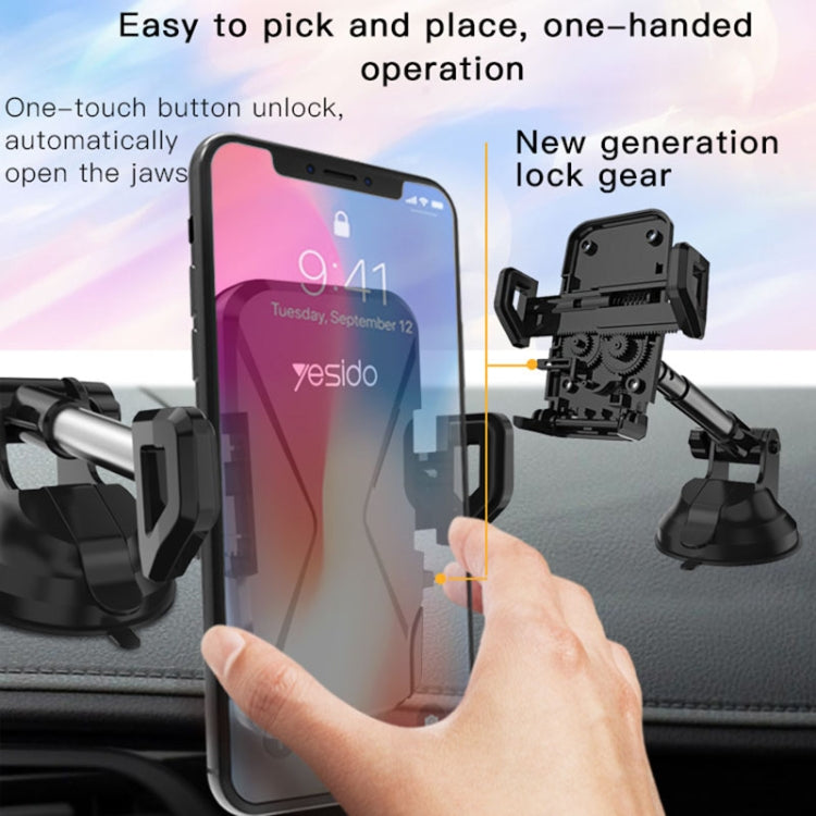 Yesido C40 Car Foldable 360 Degree Rotation Automatic Clip Phone Holder(Black) - Car Holders by Yesido | Online Shopping South Africa | PMC Jewellery