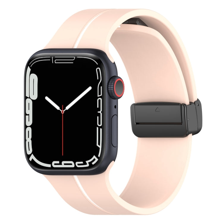 Two Color Folding Buckle Silicone Watch Band For Apple Watch 8 41mm(Pink+White) -  by PMC TechLife | Online Shopping South Africa | PMC TechLife