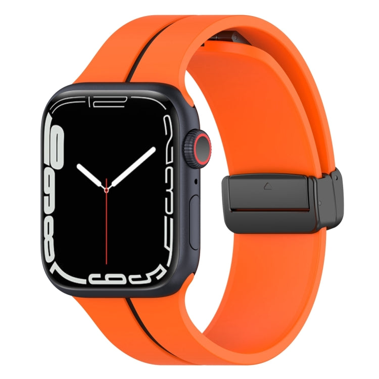 Two Color Folding Buckle Silicone Watch Band For Apple Watch 8 45mm(Orange+Black) -  by PMC TechLife | Online Shopping South Africa | PMC TechLife