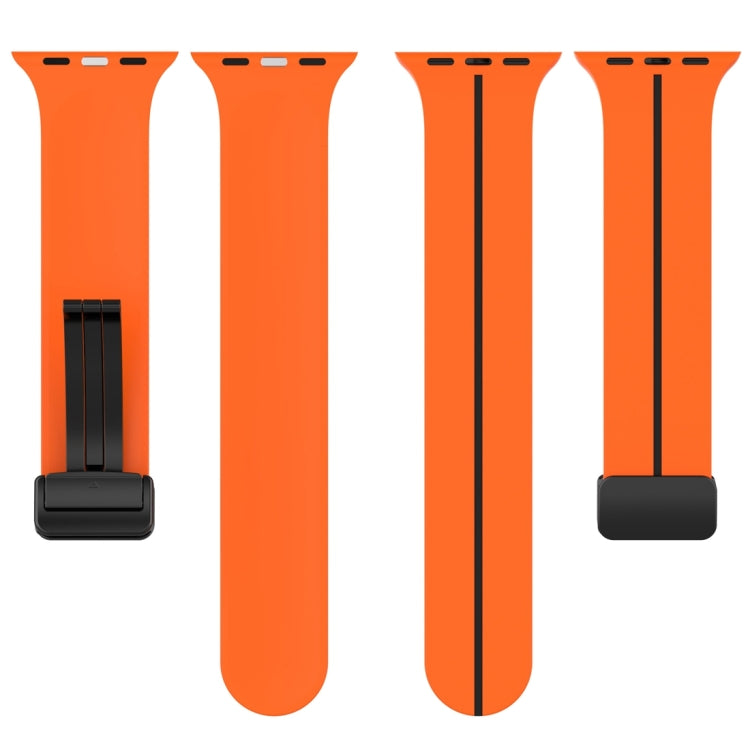 Two Color Folding Buckle Silicone Watch Band For Apple Watch 8 45mm(Orange+Black) -  by PMC TechLife | Online Shopping South Africa | PMC TechLife