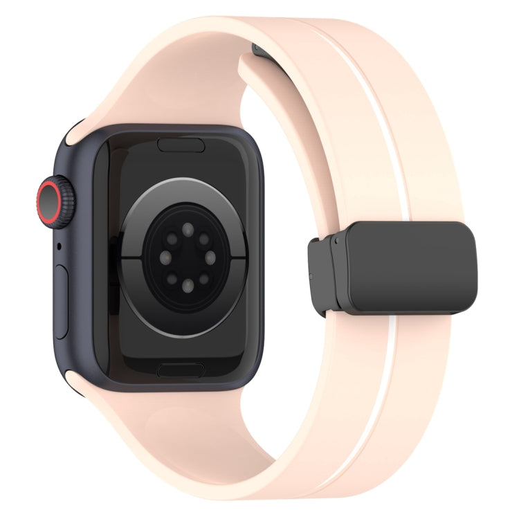Two Color Folding Buckle Silicone Watch Band For Apple Watch 8 45mm(Pink+White) -  by PMC TechLife | Online Shopping South Africa | PMC TechLife