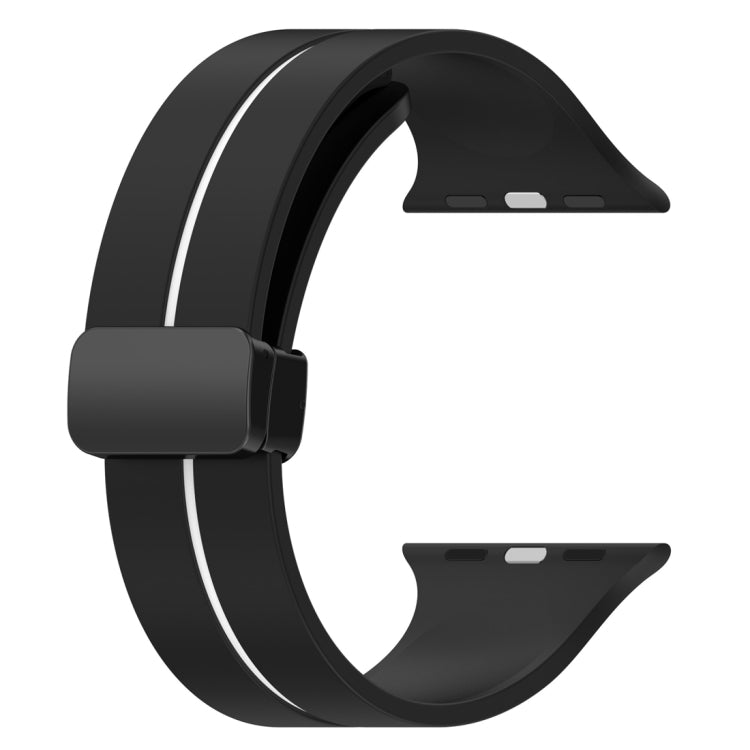 Two Color Folding Buckle Silicone Watch Band For Apple Watch 7 41mm(Black+White) -  by PMC TechLife | Online Shopping South Africa | PMC TechLife