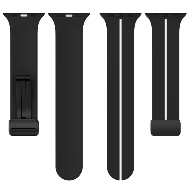 Two Color Folding Buckle Silicone Watch Band For Apple Watch 7 41mm(Black+White) -  by PMC TechLife | Online Shopping South Africa | PMC TechLife