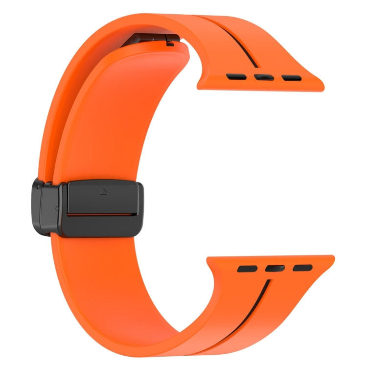 Two Color Folding Buckle Silicone Watch Band For Apple Watch 7 45mm(Orange+Black) -  by PMC TechLife | Online Shopping South Africa | PMC TechLife