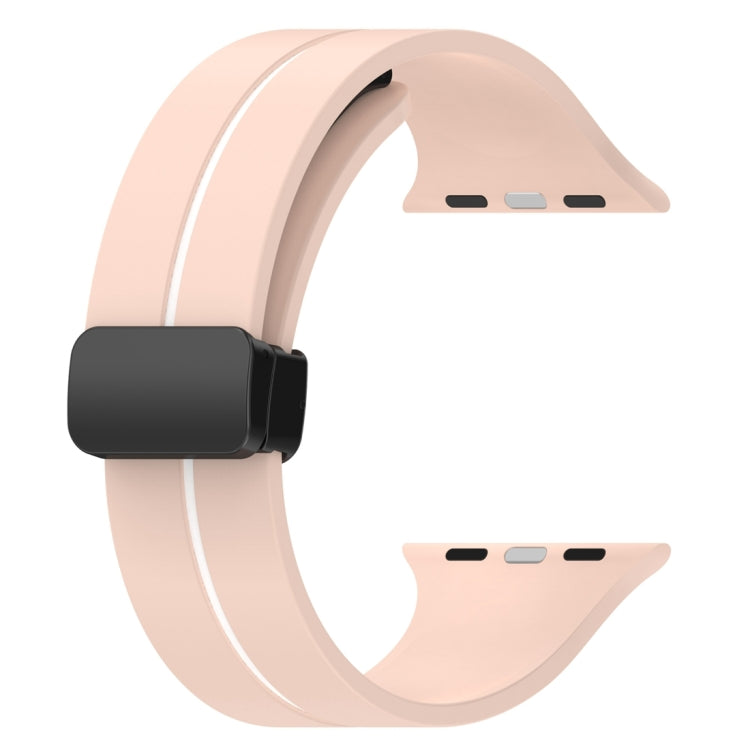 Two Color Folding Buckle Silicone Watch Band For Apple Watch 7 45mm(Pink+White) -  by PMC TechLife | Online Shopping South Africa | PMC TechLife