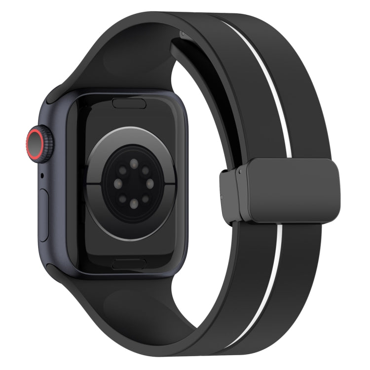 Two Color Folding Buckle Silicone Watch Band For Apple Watch 7 45mm(Black+White) -  by PMC TechLife | Online Shopping South Africa | PMC TechLife