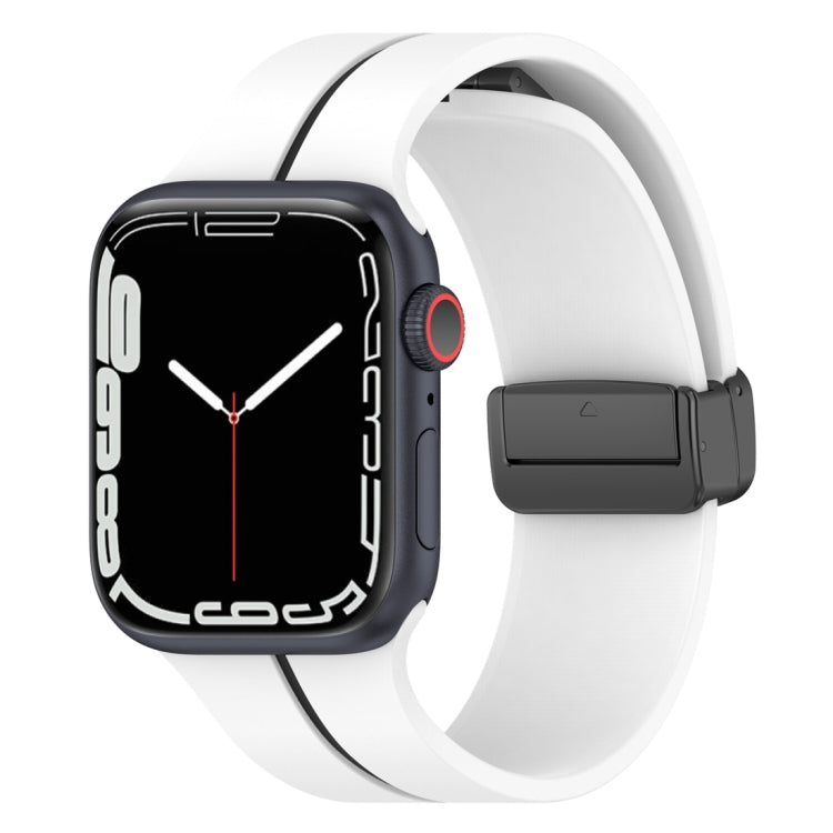 Two Color Folding Buckle Silicone Watch Band For Apple Watch SE 2022 40mm(White+Black) -  by PMC Jewellery | Online Shopping South Africa | PMC Jewellery