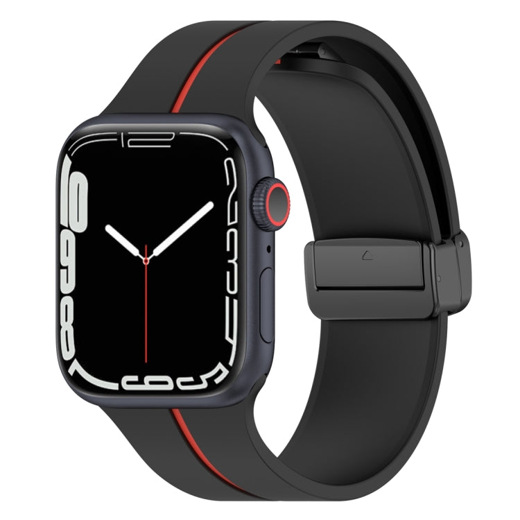 Two Color Folding Buckle Silicone Watch Band For Apple Watch SE 2022 40mm(Black+Red) -  by PMC Jewellery | Online Shopping South Africa | PMC Jewellery