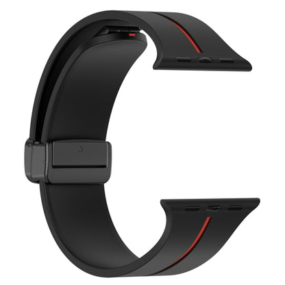 Two Color Folding Buckle Silicone Watch Band For Apple Watch SE 2022 40mm(Black+Red) -  by PMC Jewellery | Online Shopping South Africa | PMC Jewellery