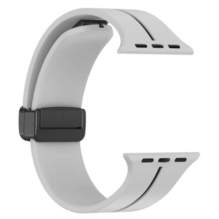 Two Color Folding Buckle Silicone Watch Band For Apple Watch SE 44mm(Light Grey+Black) - Watch Bands by PMC Jewellery | Online Shopping South Africa | PMC Jewellery