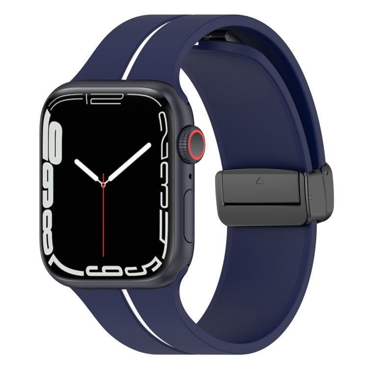 Two Color Folding Buckle Silicone Watch Band For Apple Watch 6 40mm(Midnight Blue+White) -  by PMC TechLife | Online Shopping South Africa | PMC TechLife