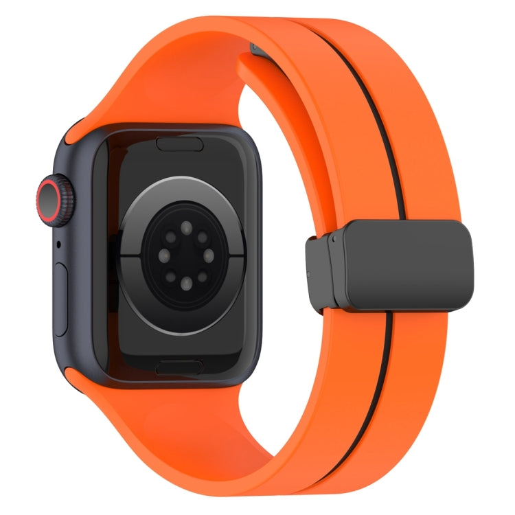Two Color Folding Buckle Silicone Watch Band For Apple Watch 6 44mm(Orange+Black) - Watch Bands by PMC TechLife | Online Shopping South Africa | PMC TechLife