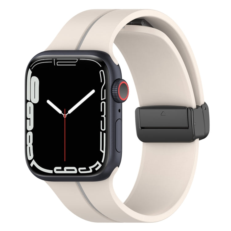 Two Color Folding Buckle Silicone Watch Band For Apple Watch 5 40mm(Starlight+Grey) -  by PMC TechLife | Online Shopping South Africa | PMC TechLife