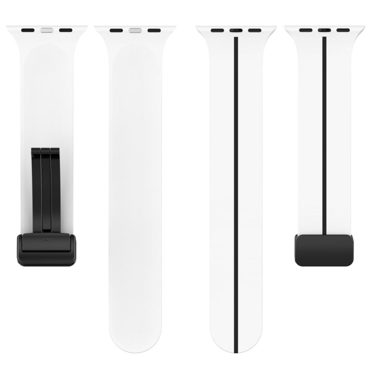 Two Color Folding Buckle Silicone Watch Band For Apple Watch 5 44mm(White+Black) -  by PMC TechLife | Online Shopping South Africa | PMC TechLife